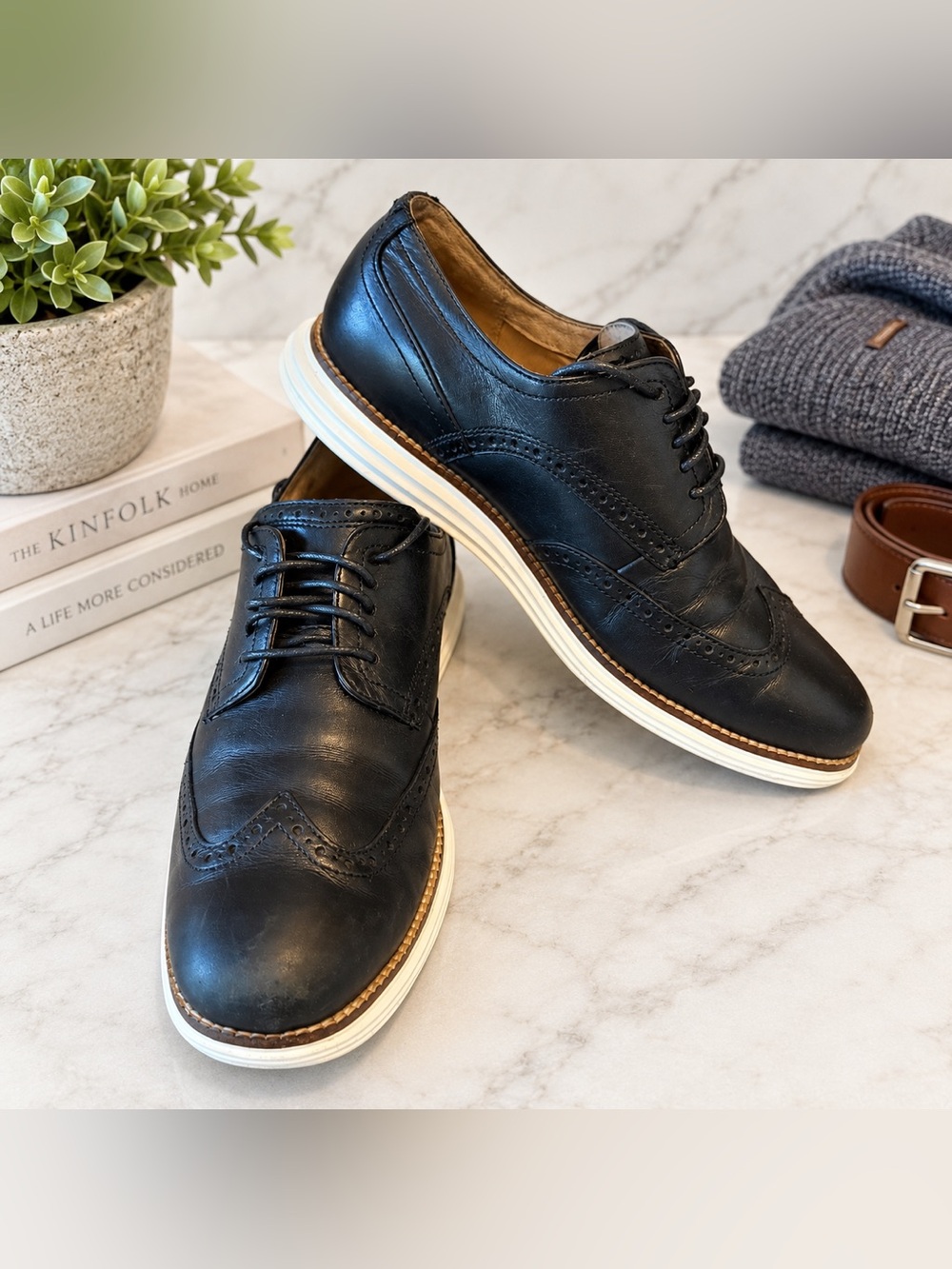 Cole Haan OriginalGrand Wingtip Oxford Men’s 10W Black Leather White Sole